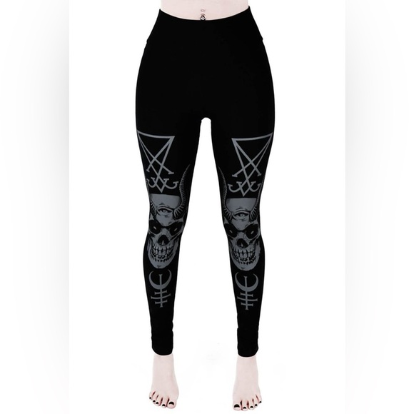Killstar Pants - KILLSTAR women’s Mooncult black printed grunge punk leggings